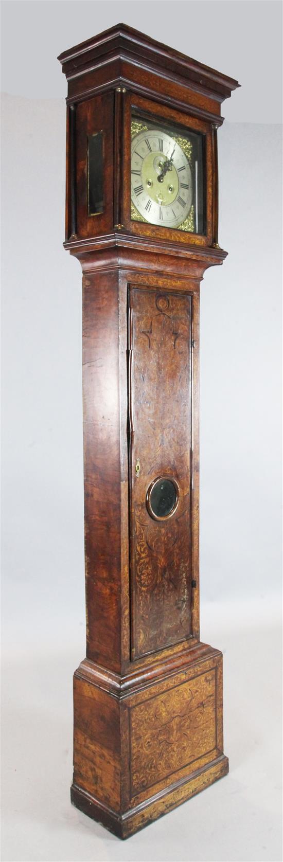 Thomas Ingram of London. An early 18th century walnut and seaweed marquetry eight day longcase clock, H.7ft 2in.